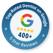 Top rated dentist on Google 400 plus 5 star reviews