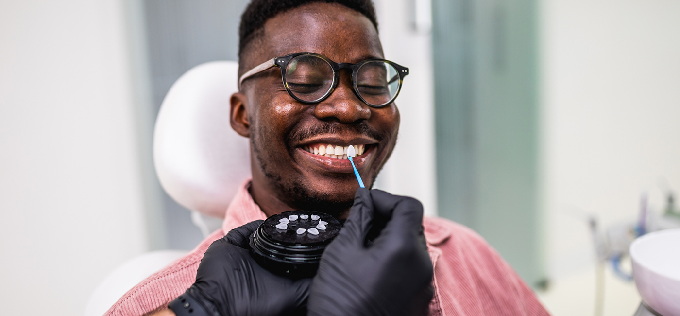 Dentist fitting a patient for veneers in Altavista